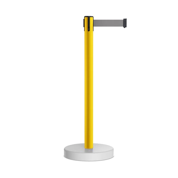 Montour Line Stanchion Belt Barrier WaterFillable Base Yellow Post 9ft.Lt Gry Belt P400WF-YW-LGY-90 - main